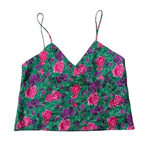 Vintage Gold Tag Victoria's Secret Floral Crop Camisole Tank Top Green - Small